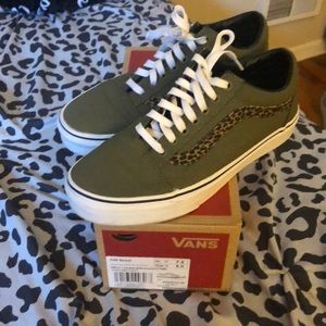 army green vans with leopard